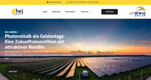 Hej Energy Website für einen Solarprojektierer